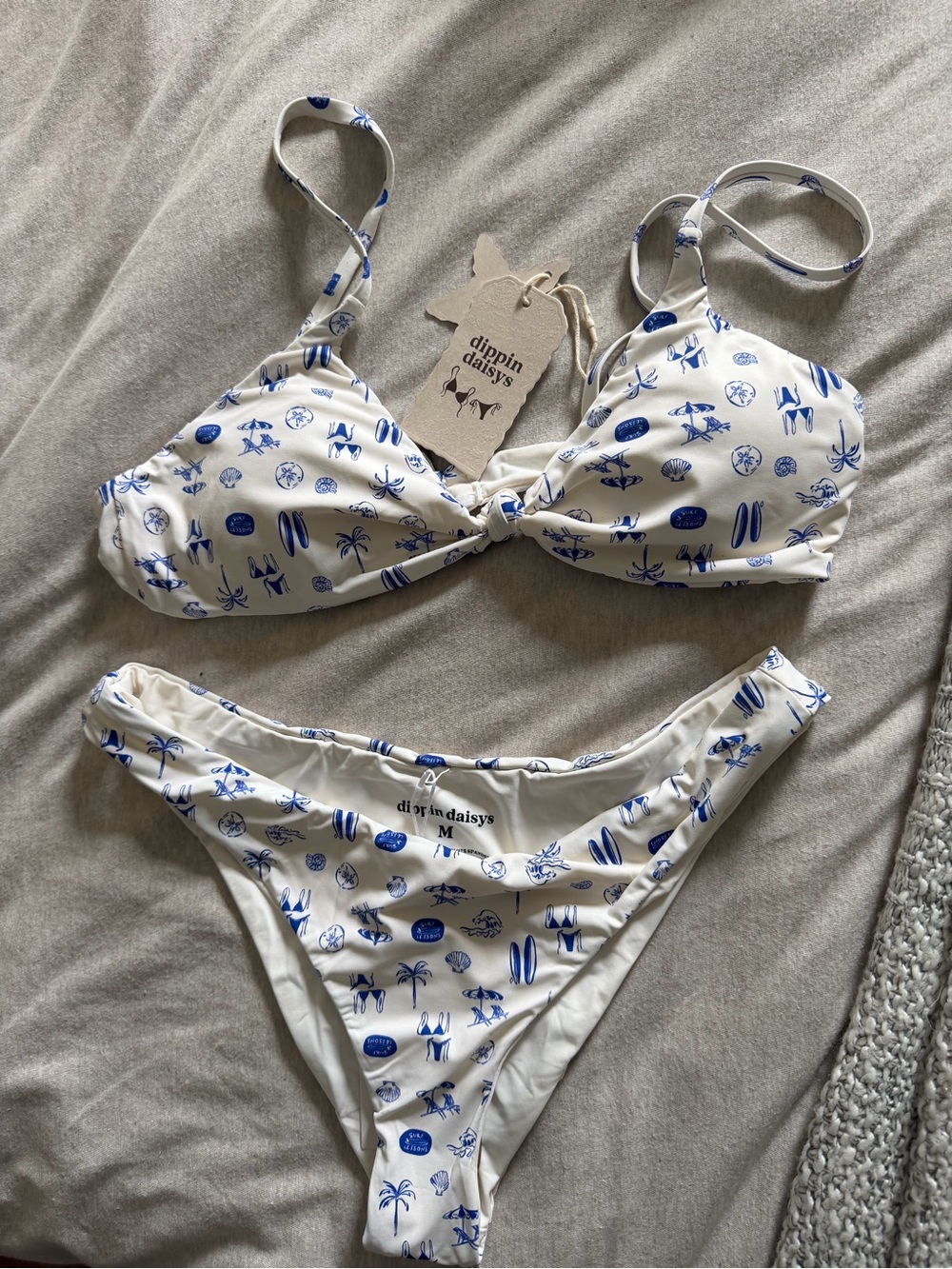 Dippin' Daisy's White & Blue Bikini with Coastal Print